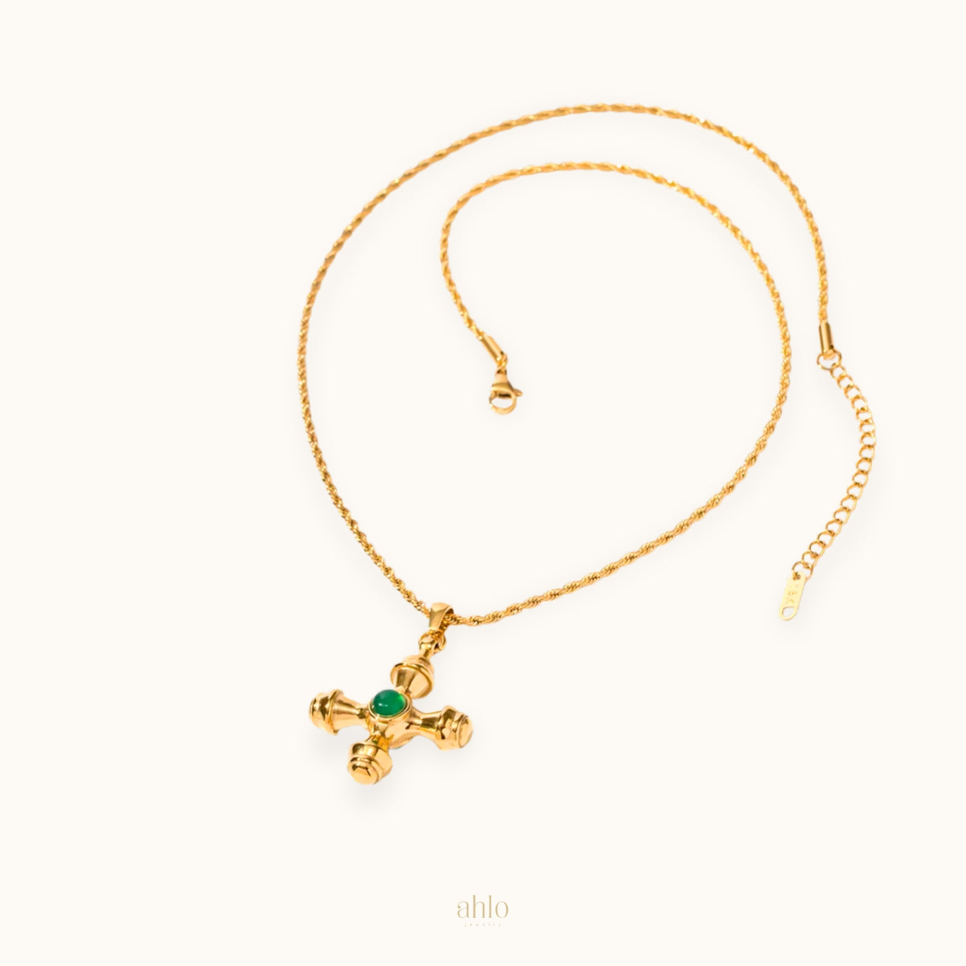 Green Agate Cross Necklace