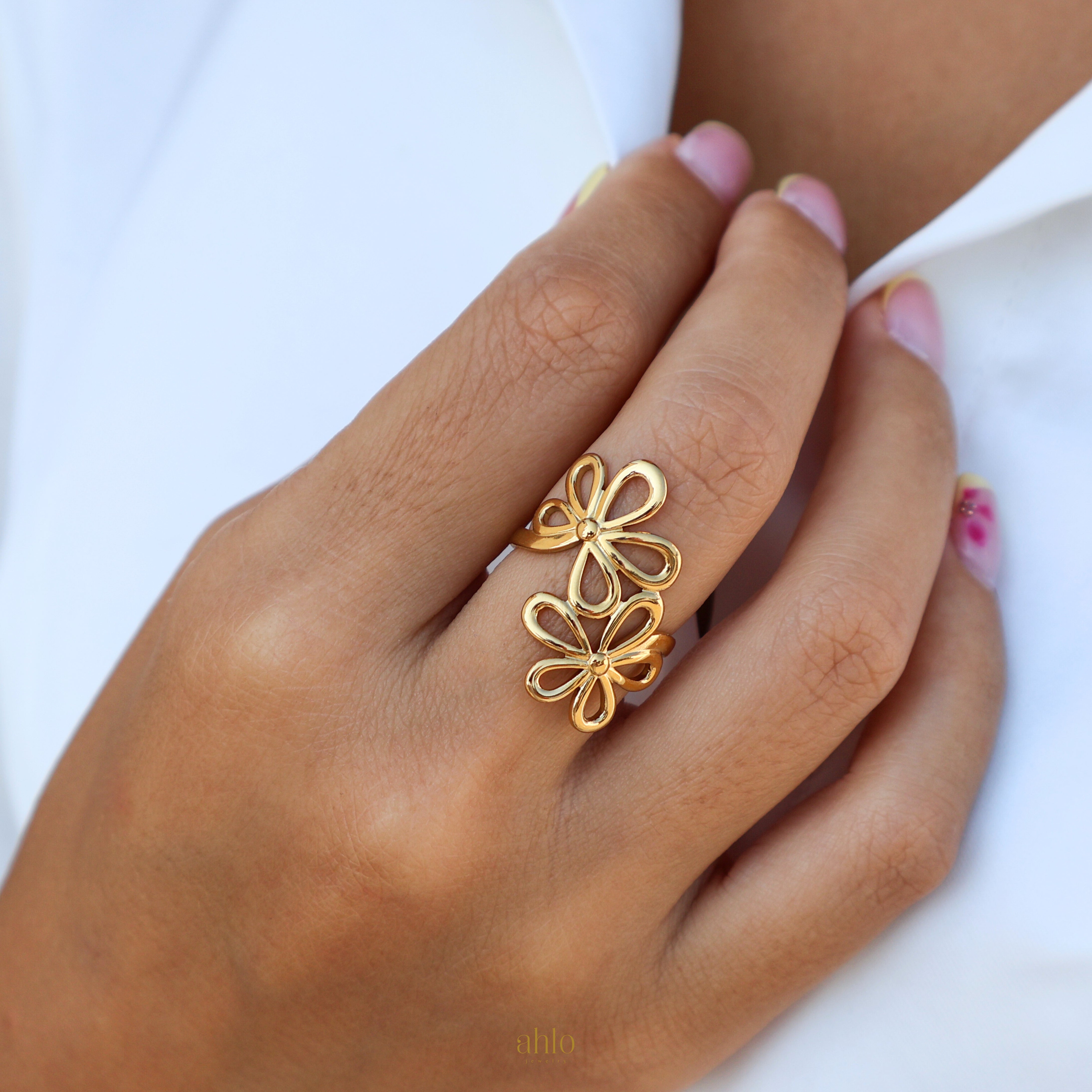 Golden Duo Bloom Ring