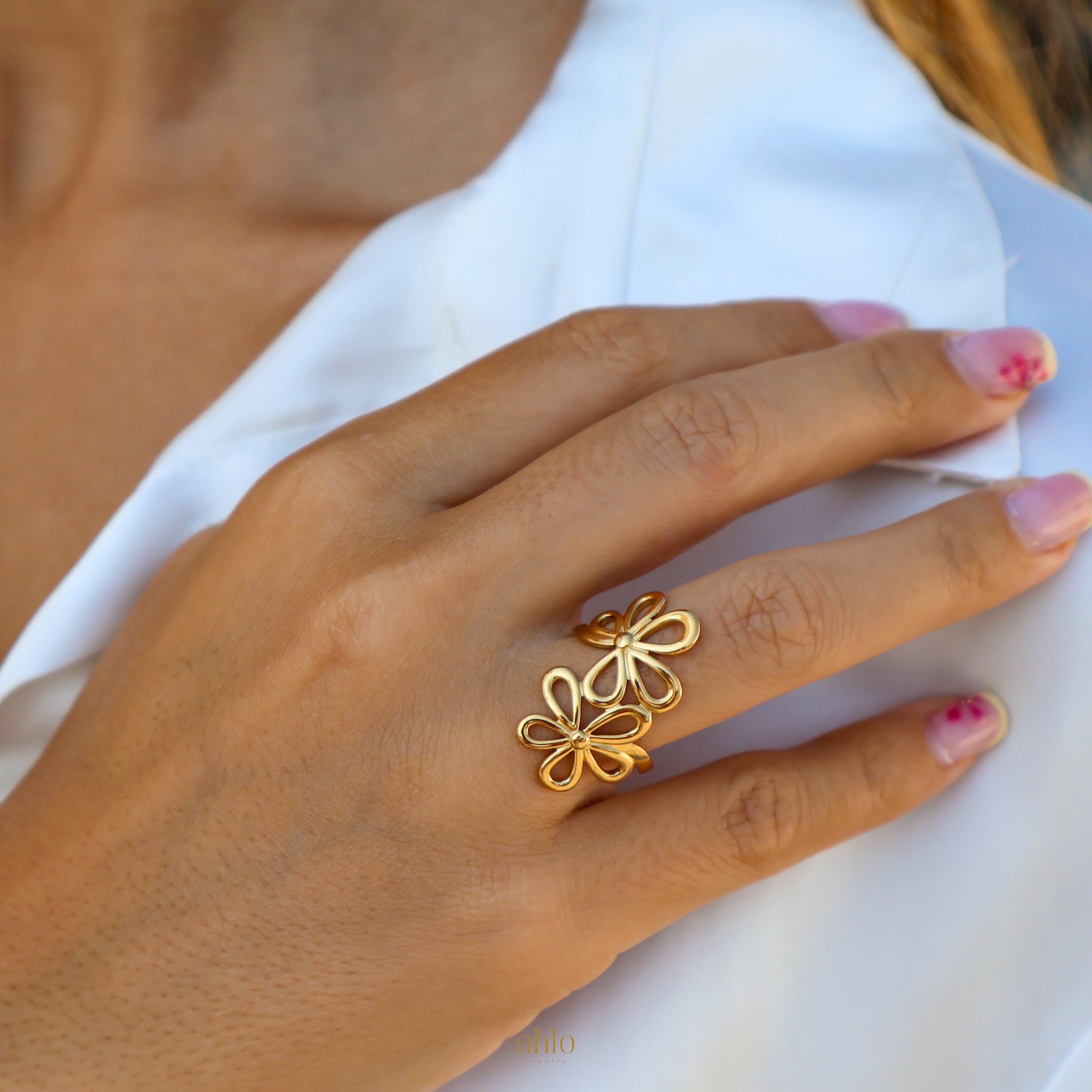 Golden Duo Bloom Ring