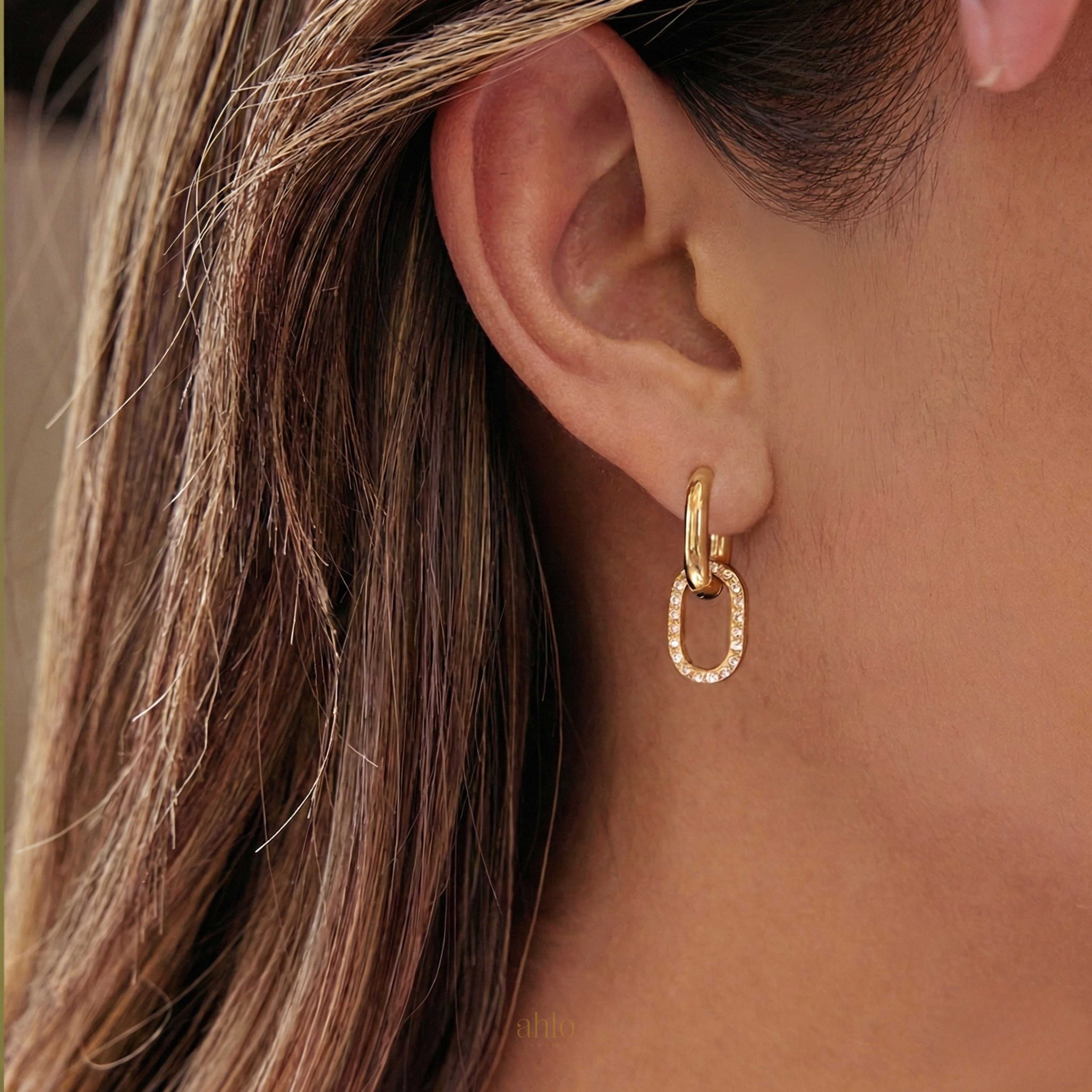 Pendientes de eslabones de halo