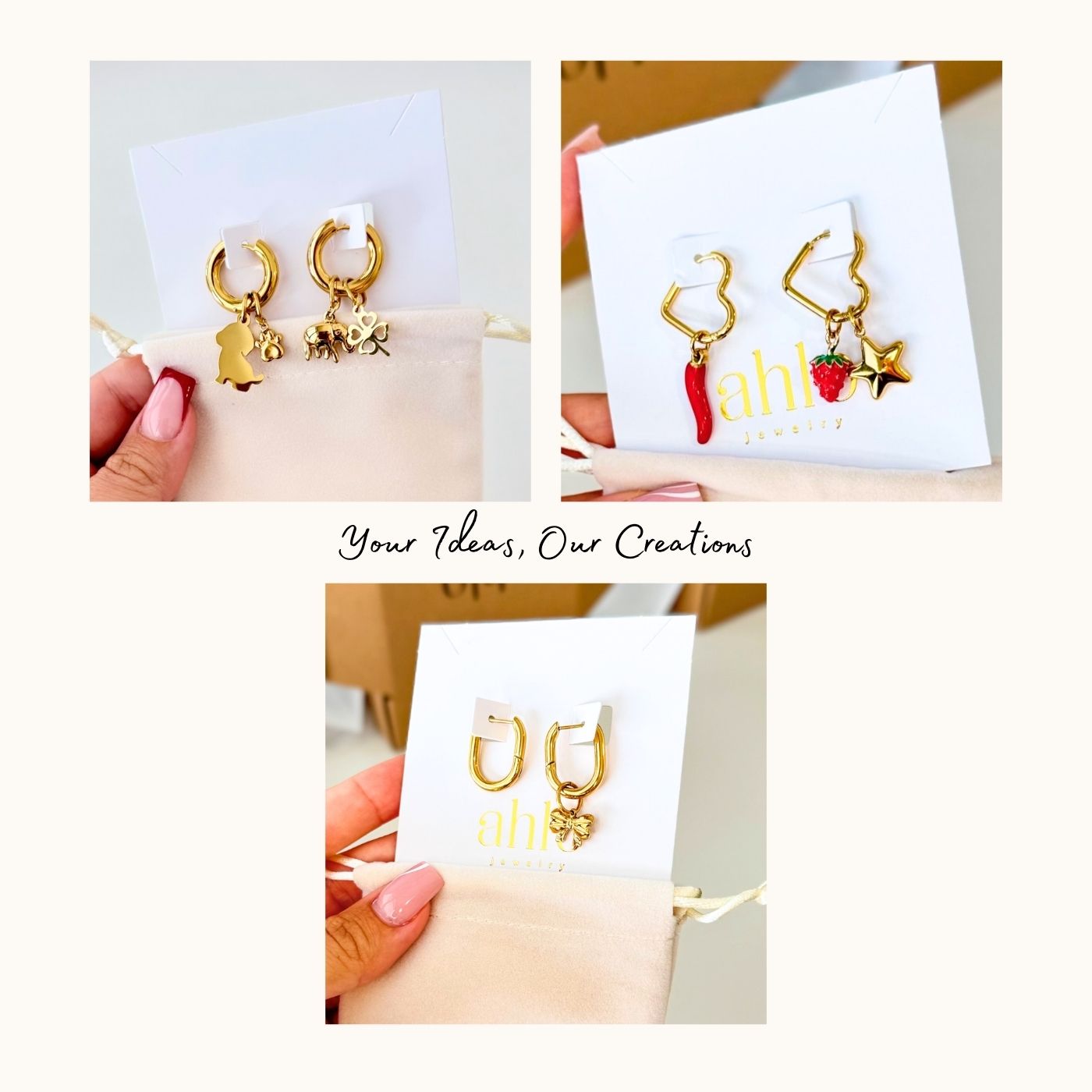 Custom Golden Heart Hoop Earrings